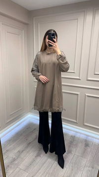 Misswhence 38040 Vizon Kolları Detaylı Tunik