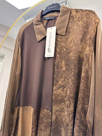 Misswhence 38303 Kahverengi Patchwork Cupro Tunik