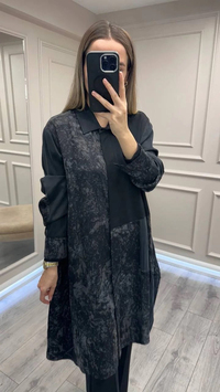 Misswhence 38303 Siyah Patchwork Cupro Tunik