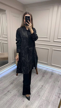 Misswhence 38303 Siyah Patchwork Cupro Tunik