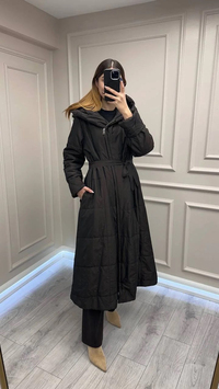 Misswhence 38513 Kahverengi İçi Pamuk Kumaş Kaban