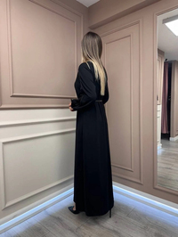 Misswhence 38800 Siyah Kadife Detaylı Elbise