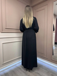 Misswhence 38800 Siyah Kadife Detaylı Elbise