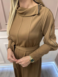 Misswhence 38803 Camel Fermuar Detaylı Elbise