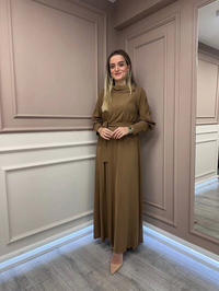 Misswhence 38803 Camel Fermuar Detaylı Elbise