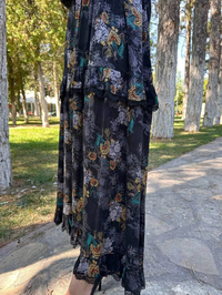Misswhence 38805 Baskılı Cupro Jakar Elbise
