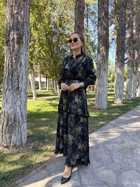 Misswhence 38805 Baskılı Cupro Jakar Elbise