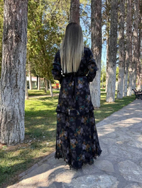Misswhence 38805 Baskılı Cupro Jakar Elbise