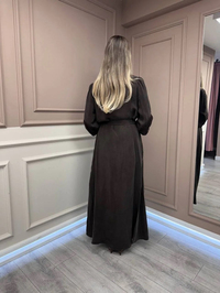Misswhence 38818 Kahverengi Cupro Elbise