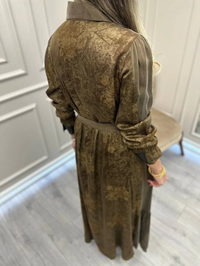 Misswhence 38827 Yeşil Arkası Desenli Elbise