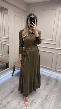 Misswhence 38827 Yeşil Arkası Desenli Elbise