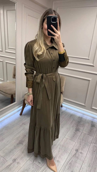 Misswhence 38827 Yeşil Arkası Desenli Elbise