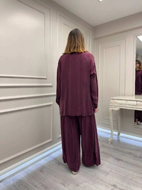 Misswhence 39004 Bordo Pantolonu Detaylı Takım