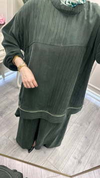 Misswhence 39009 Haki Fermuar Detaylı Tunik Takım