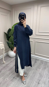 Misswhence 39031 Lacivert Fermuar Detaylı Tunik