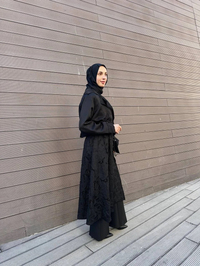 Misswhence 39400 Siyah Güpür Detaylı Kap