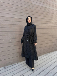 Misswhence 39400 Siyah Güpür Detaylı Kap