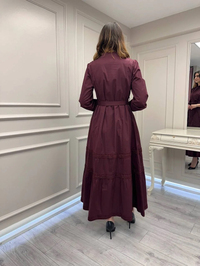 Misswhence 39807 Bordo Fermuar Ve Güpür Detaylı Elbise