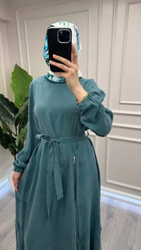 Misswhence 39809 Mint Fermuar Detaylı Elbise