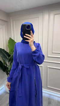 Misswhence 39809 Saks Fermuar Detaylı Elbise