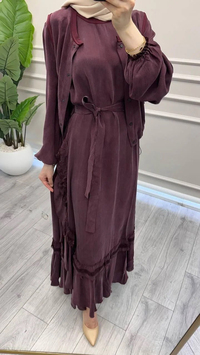 Misswhence 39815 Bordo Yelekli Etek Ucu Detaylı Elbise