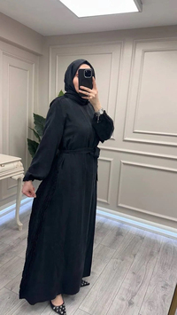 Misswhence 39833 Siyah Nervür Detaylı Elbise