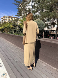Misswhence MİSS 268 Camel Kürk Detaylı Triko Takım