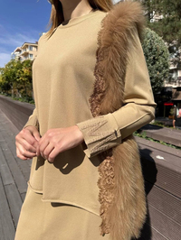 Misswhence MİSS 268 Camel Kürk Detaylı Triko Takım