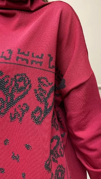 Misswhence MİSS217 Bordo Pullu Desenli Triko Tunik
