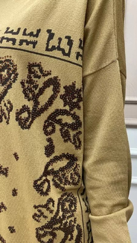 Misswhence MİSS217 Camel Pullu Desenli Triko Tunik