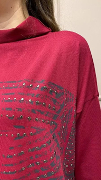 Misswhence MİSS225 Bordo Baskılı Triko Tunik