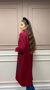 Misswhence MİSS225 Bordo Baskılı Triko Tunik