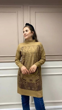 Misswhence MİSS225 Camel Baskılı Triko Tunik