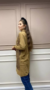 Misswhence MİSS225 Camel Baskılı Triko Tunik