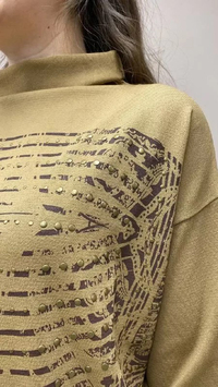 Misswhence MİSS225 Camel Baskılı Triko Tunik
