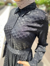 MY312 24S5203 Siyah Omzu Taşlı Elbise