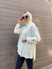 MY312 24S8190 Ekru Pul Payetli Tunik