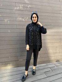 MY312 24S8190 Siyah Pul Payetli Tunik