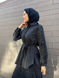 MY312 24S8201 Siyah Pul Payet Tunik