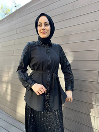 MY312 24S8201 Siyah Pul Payet Tunik