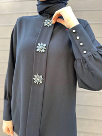 MY312 24S8231 Siyah Önü Taşlı Tunik