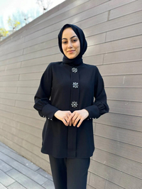 MY312 24S8231 Siyah Önü Taşlı Tunik