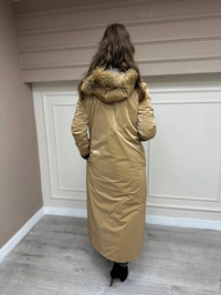 Ncl 22512 Siyah-Camel Çift Taraflı Kürklü Parka