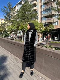 Ncl 23553 Siyah Peluş Şişme Mix Yelek