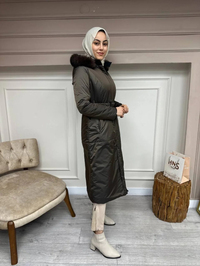 Ncl 23560 Siyah-Bronz Çift Taraflı Kemerli Parka