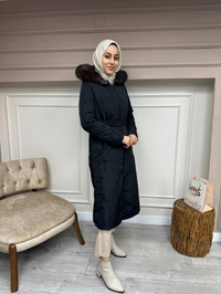 Ncl 23560 Siyah-Bronz Çift Taraflı Kemerli Parka