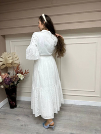 Niqozza NQ50065 Beyaz Sara Brode Elbise
