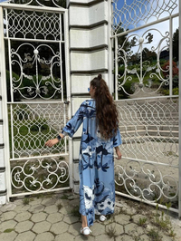 Noi 32249 Mavi Manolya Desen Aform Jarse Elbise