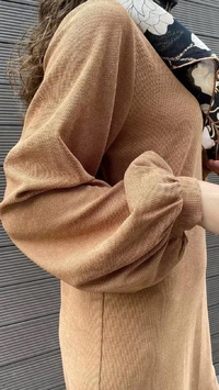 Noi 43226 Camel Örme Etek Ucu Garnili Elbise