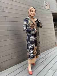Noi 43318 Siyah Desenli Scuba Ceket